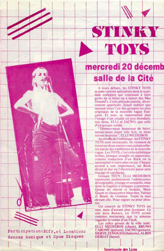Concert des Stinky Toys Rennes 1978 - Flyer